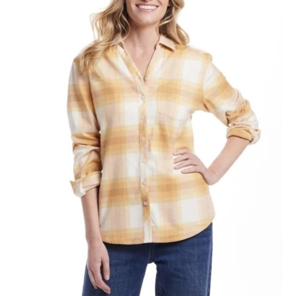 Weatherproof Vintage Women's XL Flannel Plaid Button-Up Shirt G1726
